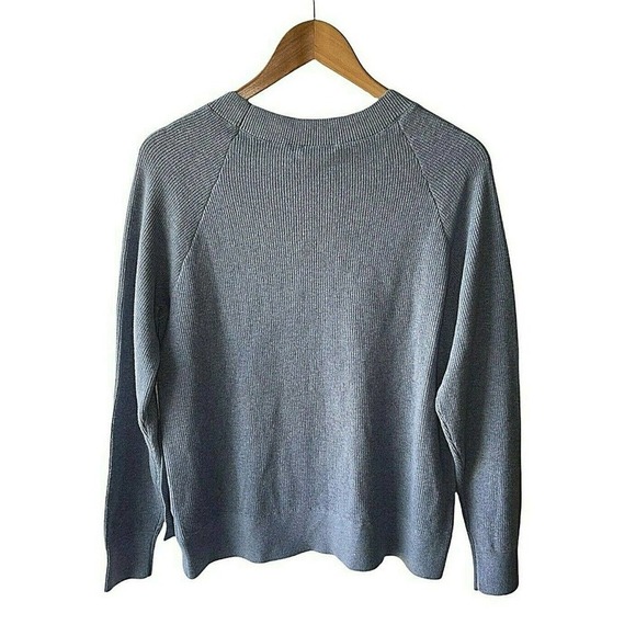 stella & Dot Size M Blue Side Button Soft Merino Wool Blend Sweater - Picture 3 of 5